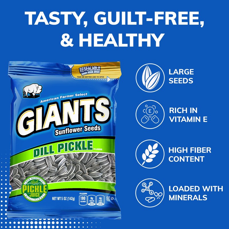 GIANTS Dill Pickle Sunflower Seeds - Sunflower Seeds Bulk, Big