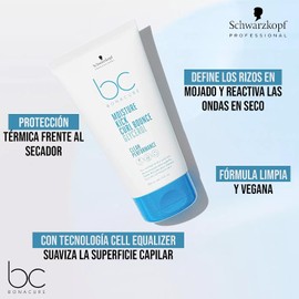 BONACURE - Moisture Kick Crema para Rizos Elásticos 150 ml, Crema Hidratante, sin Aclarado, para Definir Cabello Rizado y Ondulado, con Tecnología Cell Equalizer, Protección Térmica