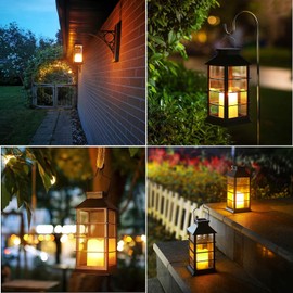 Yomistar Solarlaterne für Außen 2 Stück Solarlampen Garten mit Flammeneffekte Kerze, Hängend Solar Laternen IP44 Wasserdicht Solar Tischlampe Outdoor, Solarleuchten für Terrasse Balkon Pavillon Deko