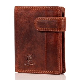 MATADOR Leder Herren Geldbörse Klein TÜV geprüfter RFID & NFC Schutz Portemonnaie Slim Wallet Brieftasche Leder Vintage Braun