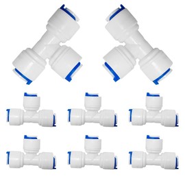 PAROAD 8 Pieces T-piece Connector Adapter Fitting Push-fit Connector, RO Water Filter Fitting for Fridge Hose/Freezer/Reverse Osmosis Water Filter/Water Pipe (1/4 Inch (6.35 mm)