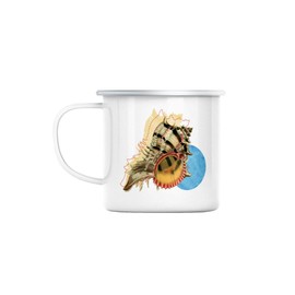 Enamelled Metal Cup 284ml Minimalist Shell Collage Biology Illustration Ancient