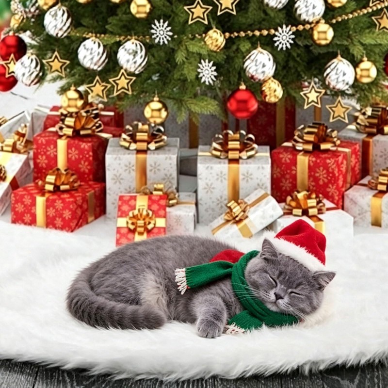 YGWAPJL White Faux Fur Christmas Tree Skirt 50cm / 19.7"