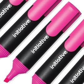 Pack of 10 Pink Fluorescent Wedge Tip Highlighter Pens (1)