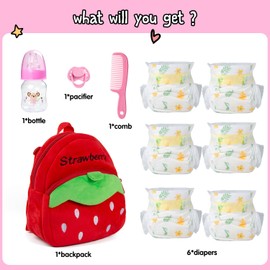 10Pcs Baby Doll Accessories Set Adjustable Diapers and Bag Feeding Stuffs