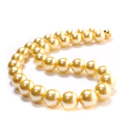 Golden Yellow South Sea Shell Pearl 14mm Large High Luster Statement Necklace with Strong Magnetic Ball Clasp Necklace, Bridal, Gift for Her (40")