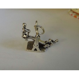 Wholesale Charms Sterling Silver 15x20mm 3D Kids See Saw Teeter Totter Charm