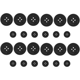 ButtonMode Universal Pea Coat Buttons 24pc Set Includes 12 Jacket Front Buttons x 32mm (1 ¼ Inch) and 12 Jacket Sleeve Buttons x 15mm (5/8 Inch), Black, 24-Buttons