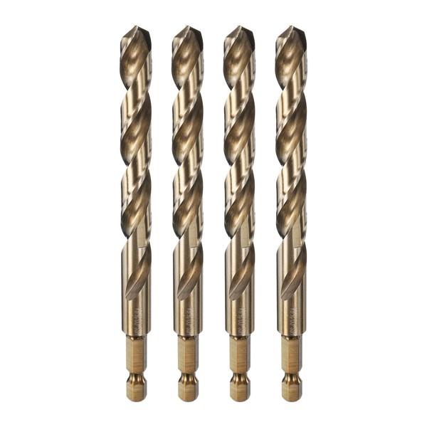 sourcing map 4pcs 1/4" Hex Shank Drill Bit 25/64" Gold