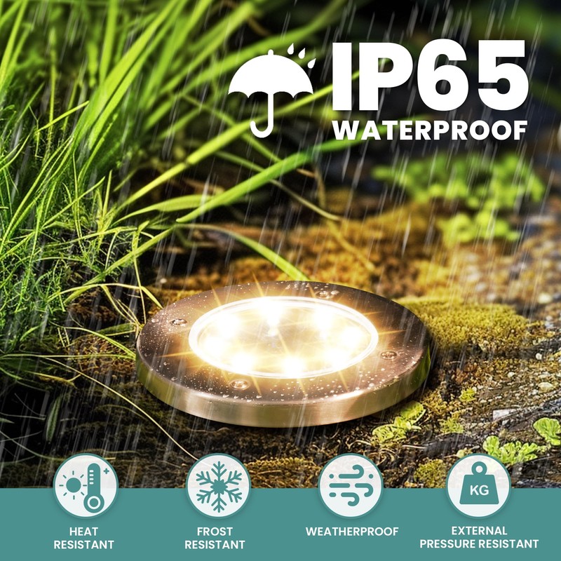 GIGALUMI Solar Ground Lights - No-Drill Fence Lighting Solution, Waterproof