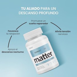 Matter Sonnol GABA, Suplemento con GABA, Inositol, Glicina USP y Taurina USP, Apoya la Relajación, el Descanso Nocturno y el Bienestar Mental, 1 Frasc