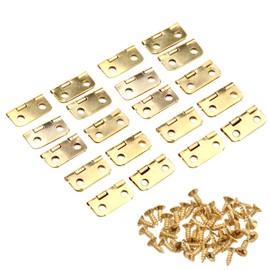 Mgoodoo Pack of 20 Mini Hinges Gold Stainless Steel Small Hinges Piano Band Mini Connector Drawer Butt Hinges with Replacement Golden Hinge Screws