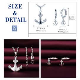 Yumilok Women's Jewellery Set Necklace Earrings Set Anchor Chain Stud Earrings in 925 Sterling Silver Hoop Earrings for Girls Birthday Gift, Sterling Silver Sterling Silver Zirconia, Cubic Zirconia