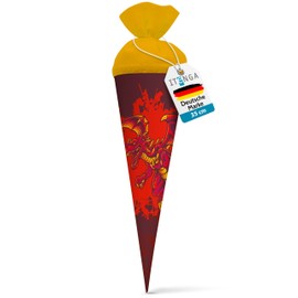 itenga Siblings School Cone 35 cm Dragon with Felt Closure Small Bag Gift Packaging First Day of School