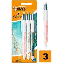 Bic 4 Colours Turquoise Marble Barrel Retractable 4 in 1 Ballpoint Pen