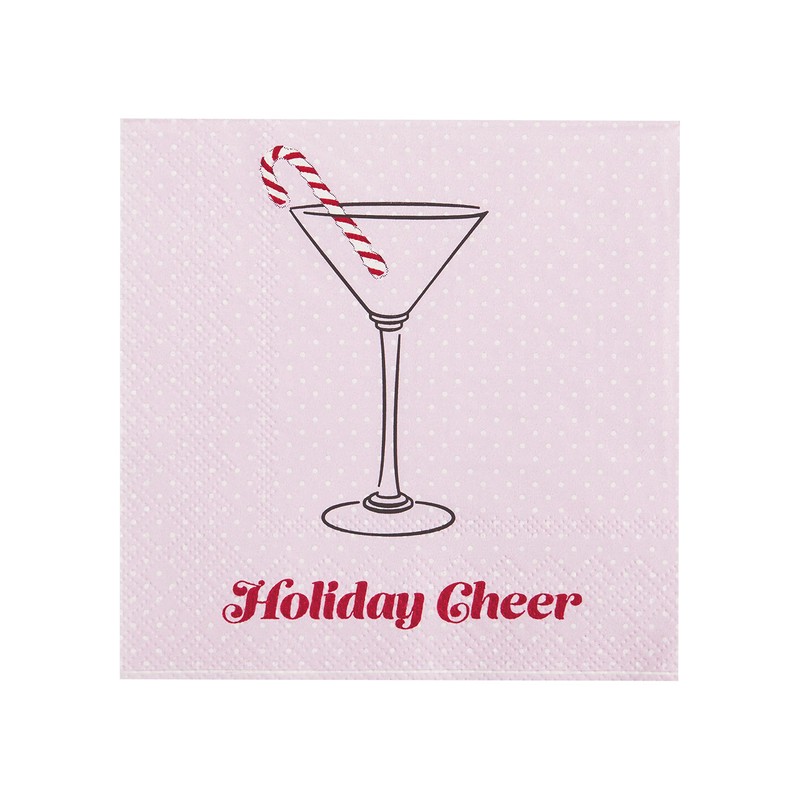 C.R. Gibson TW4-23698 Holiday Cheer Disposable Paper Cocktail Napkins for