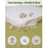 3 Pairs Gold Flower Butterfly CZ Stud Earrings with Silicone