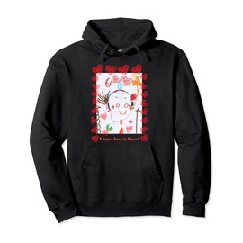 Funny colorful kids drawing with hearts cheerful character Pullover Hoodie