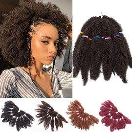 Afro Kinky Marley Braiding Hair Bulk Synthetic Twist Curly Hair 11 inch 1 Pack Marley Braids Twist Crochet Braiding Hair Extensions for Women Medium Brown