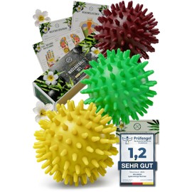 HELDSON HELDSON® Premium Massageball Set [3 Härtegrade]- Igelball Fußmassage hart, weich - Noppenball - Igelbälle klein - Faszienball Rücken - Massage Ball Faszien - Massageball Fuß - Stachelball Noppen