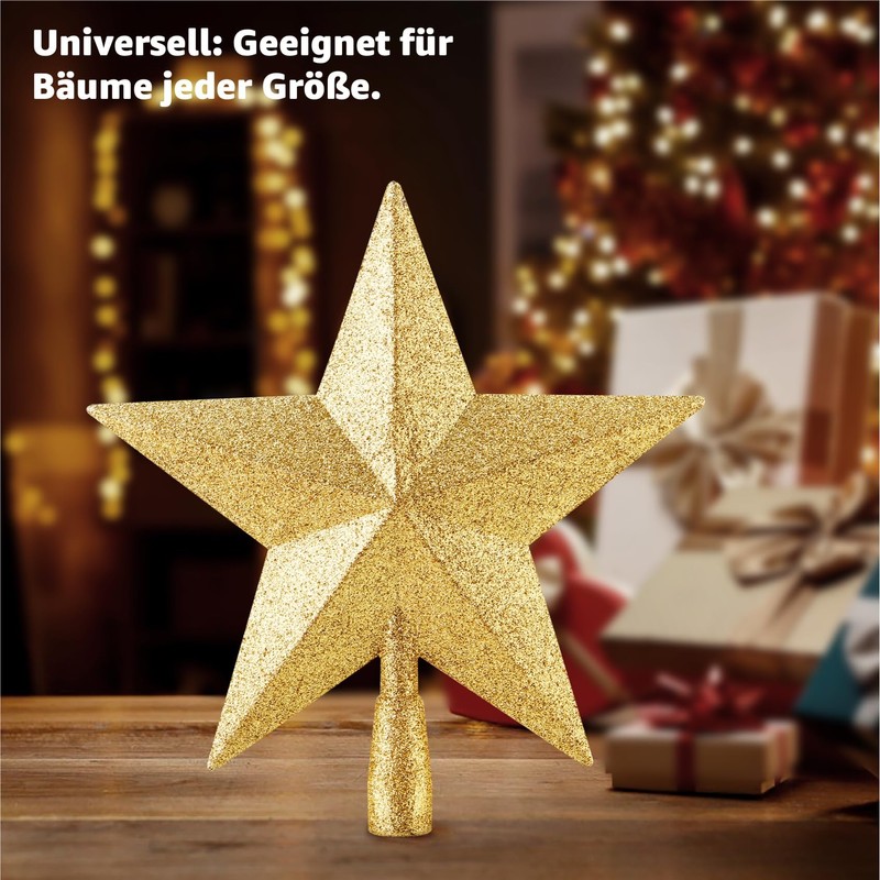 Star Gold Christmas Tree Topper, Tree Topper Topper for Christmas