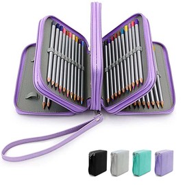 72 Ranuras Estuche para Lapices impermeable, cartucheras aesthetic para clasificar y almacenar artículos de papelería, Ideal Lapiceras Aesthetic para Estudiante, Principiante, Artista (Púrpura)