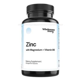 Wholesome Story Zinc con Vitamina B6 y Magnesio 60 Capsulas Veganas, refuerza la salud reproductiva, los perfiles metabólicos, el equilibrio hormonal y los síntomas del síndrome premenstrual.
