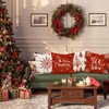 Lanpn Pack of 4 White and Red Cushion Covers Christmas