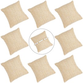Beebeecraft 12Pcs Bracelet Watch Jewelry Pillow Display BurlyWood Linen Bracelet Pillows Jewelry Display Watch Bracelet Bangle Cushions