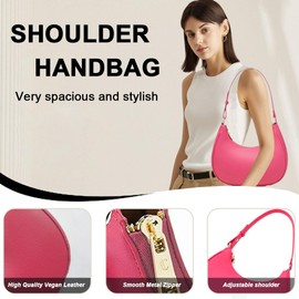 YingStar Crescent Bags Women Shoulder Bags PU Leather Half Moon Bag Ladies Hobo Bags Tote Handbags Small Crossbody Bag Pink Shoulder Bag Clutch Bag Girls Shoulder Handbag Underarm Bag for Shopping