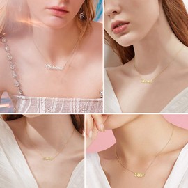 Custom4U Customisable Stainless Steel Women's Name Necklace, Carrie-Style Necklace in Classic Font, Silver/18K Gold-Plated/Rose Gold, for Your Girlfriend, Mother or Sister, Silver