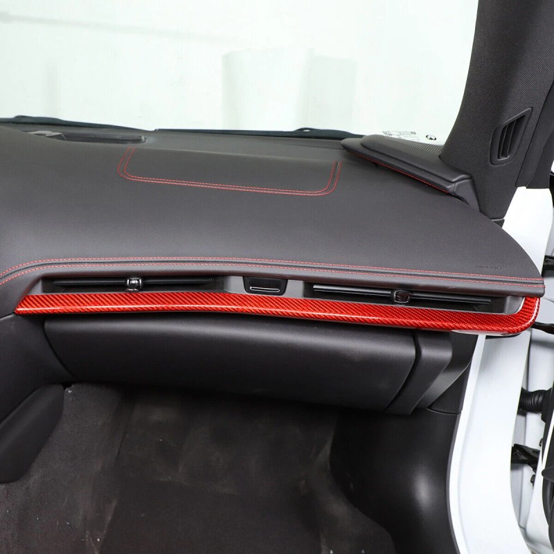 carmotion88 Red Dry Carbon Dashboard Trim Strip Accessories Cover For