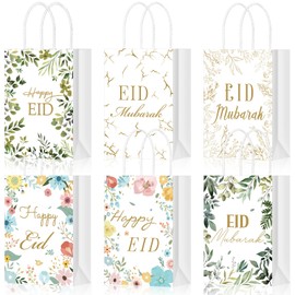 Kolldenn Kolldenn 24 Pcs Eid Mubarak Gift Bags Ramadan Paper Gift Bags with Handle Eid Party Favor Bags Ramadan Goodies Bags Muslim Party Eid Decoration Ramadan Party Supplies