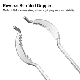 EAST OAK 2 in 1 Fire Pit Tongs and Hook 36'' Poker, Firepit Tools for Wood Fireplaces, Bonfires, Outdoor Fire Rings, Patio and Camping Accessories, with 13" Heat Resistant Gloves, 304 Stainless Steel