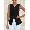 PRETTYGARDEN Women's Sleeveless Blazer Vest Summer 2025 Trendy Button Down