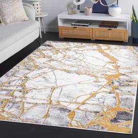 Safavieh Amelia Collection Area Rug - 5'3" x 7'6", Ivory & Gold, Modern Abstract Design, Non-Shedding & Easy Care, Ideal for High Traffic Areas in Living Room, Bedroom, Dining (ALA713A-5)