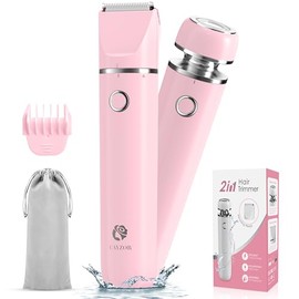 Kit de recortadora y afeitadora de bikini Cayzor para mujer - Afeitadora de cuerpo eléctrica húmeda/seca 2 en 1, recortadora de vello facial, afeitado