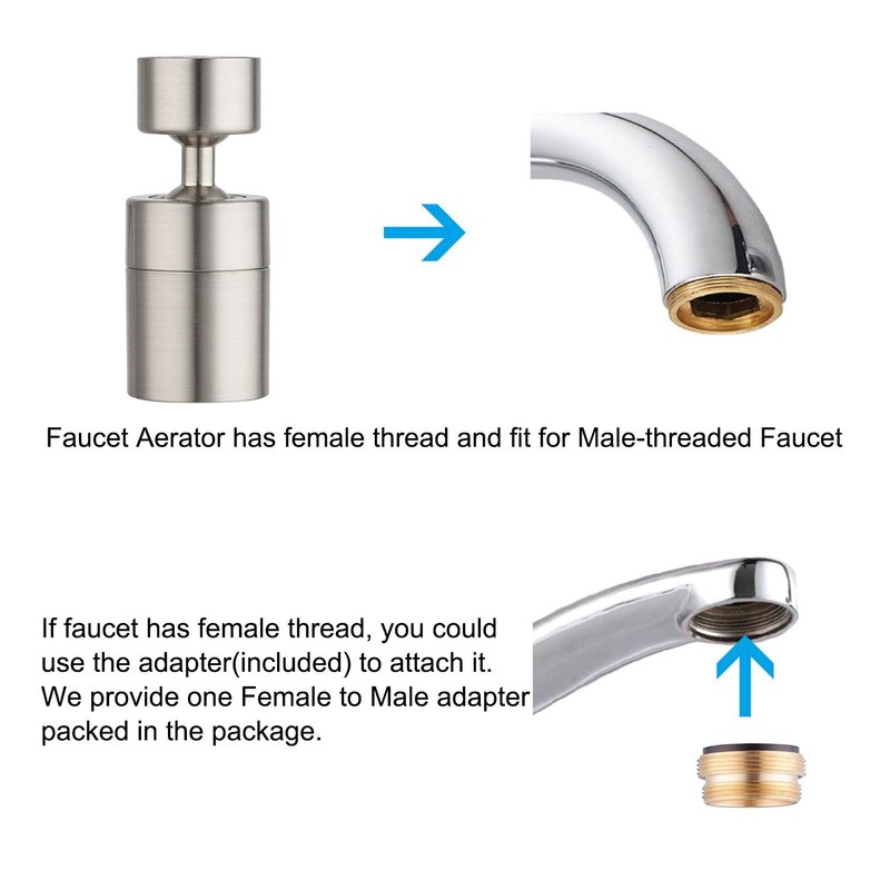 Hibbent NSF/ANSI/CAN 61 Certified 360 Degree Swivel Sink Faucet Aerator,
