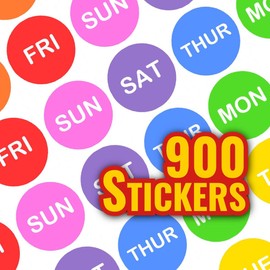 900 Days of The Week Reward Dots 10mm Glossy Teacher Reward Stickers Spot Stickers Journal Stickers