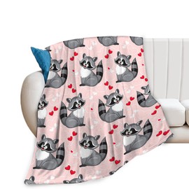Cute Raccoon Blanket for Girls Women Gifts for Raccoon Lovers Raccoon Throw Blanket for Kids Adults Ultra Soft Cozy Fleece Blanket for Couch Sofa ​Bed Pink 40"x50"