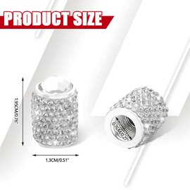 PACLVIO 4 Pcs Bling Tire Stem Valve Caps, Crystal Tire Caps Shinny Rhinestone Car Tire Valve Covers for Women, Universal Car Dustproof Tire Valve Caps for Cars, Trucks, SUV and Motorcycles (White)