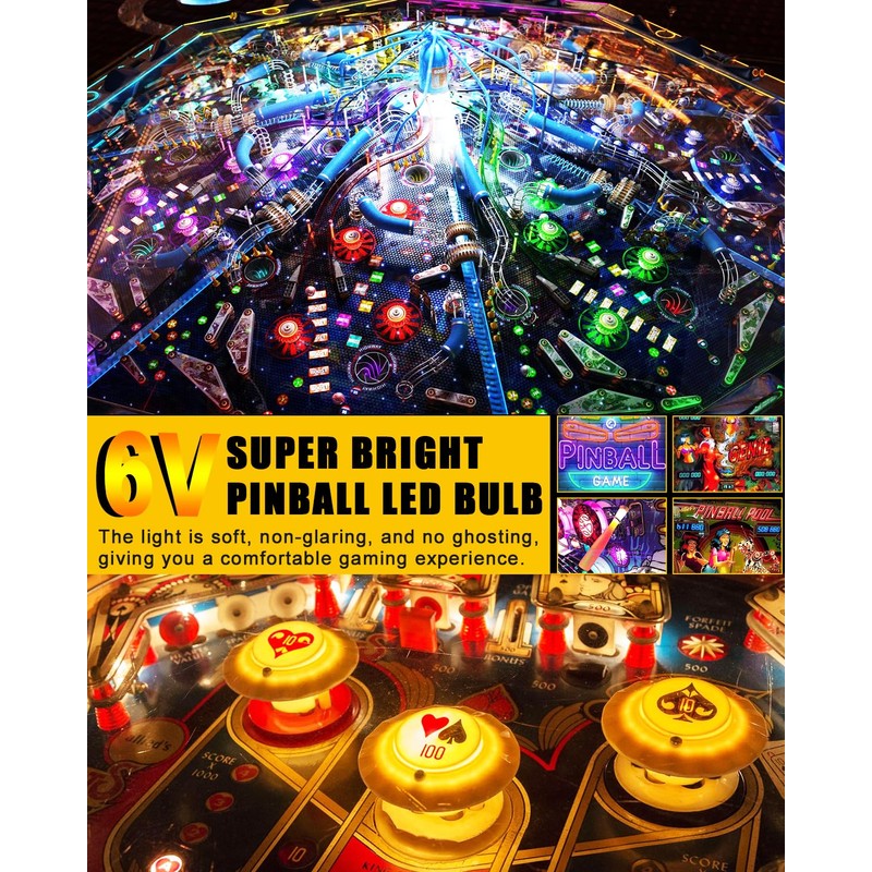 GE44 47 Pinball Machine LED Bulbs BA9S DC/AC 6.3V/6V Coin-operated