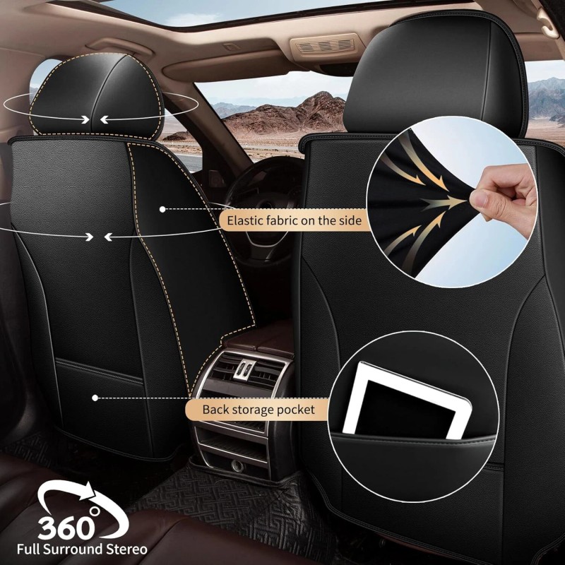 Unbranded For GMC Canyon 2015-2023 Car 2-Seat Covers Waterproof Leather