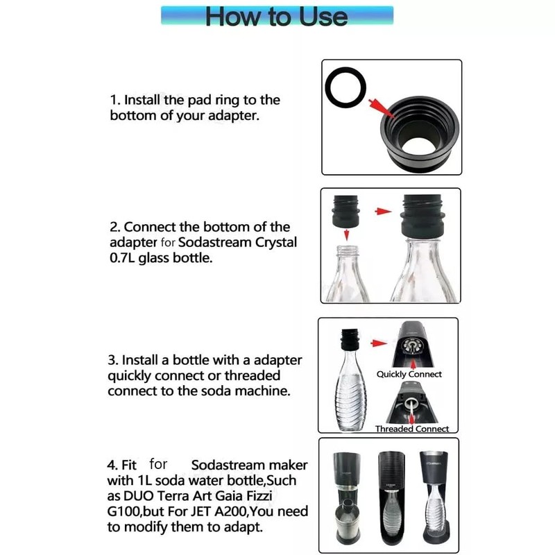 Replacement Quick Connect Soda Water Glass Bottle Adapter Compatible with