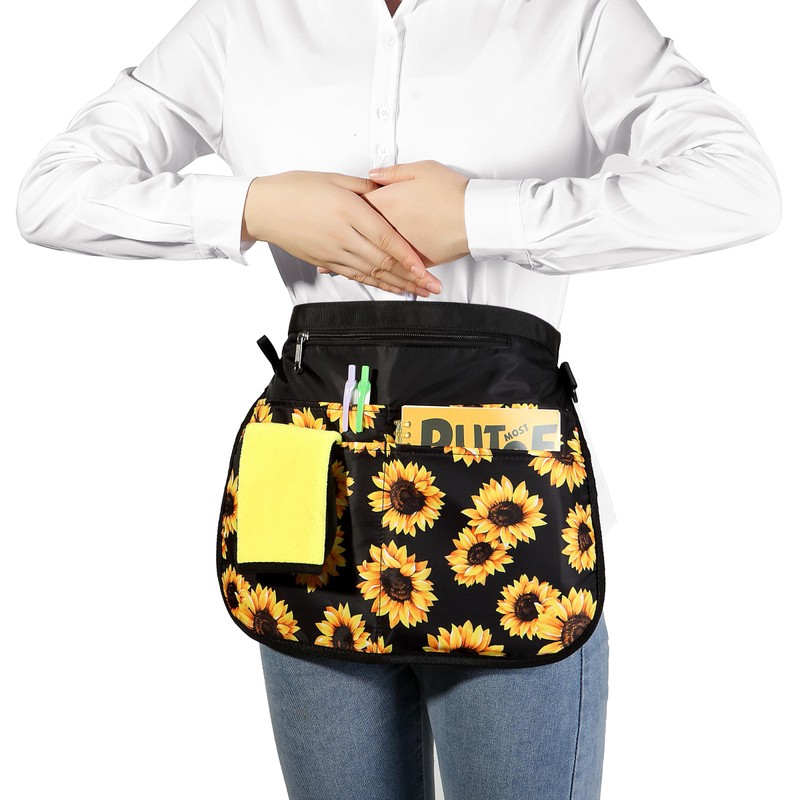 Waterproof Server Apron for Women with 5 Pockets,Quickly Put on