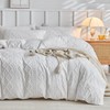 BESTDESIL Chic Tufted Duvet Cover Set King Size, Striped Textured