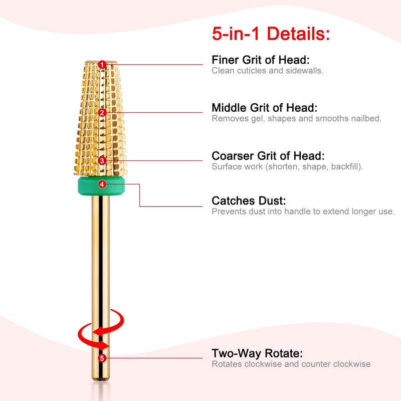 BNG 5 in 1 Carbide Nail Drill Bit Fast Remove