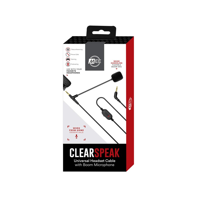 MEE audio ClearSpeak Universal Headset Cable with Boom Microphone, Black