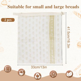 GD HUA Pack of 2 Reusable Bread Bags with Closure, Linen Bread Bag, for Homemade Bread, Sourdough, Bread Storage, Bread Bag for Homemade Bread