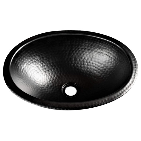Monarch Abode 17-inch Hand Hammered Matte Black Oval Drop-in Bathroom